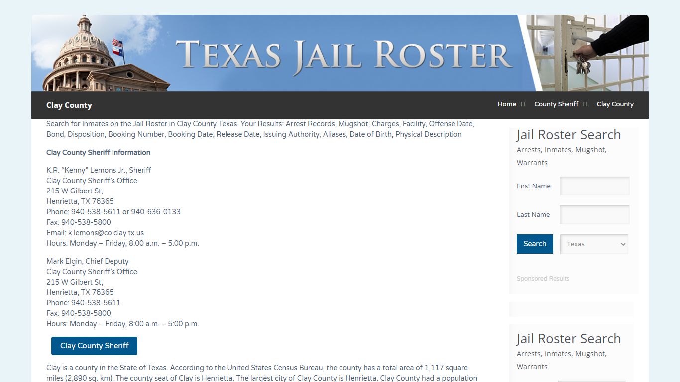 Clay County | Jail Roster Search